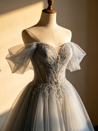 Moon Whisper · Off-Shoulder Mist Tulle Dress
