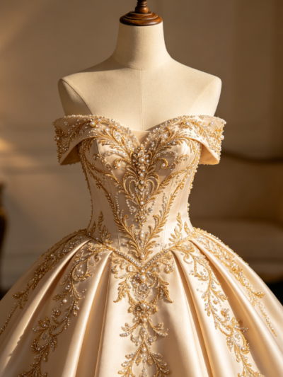 Golden Verse · Champagne Soft-Light Dress