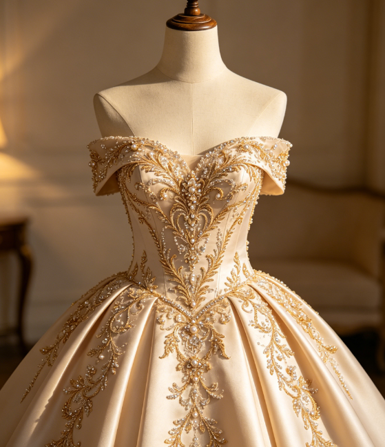 Golden Verse · Champagne Soft-Light Dress
