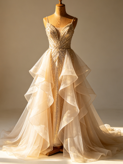 Daylight Phantom · Soft Layered Train Dress